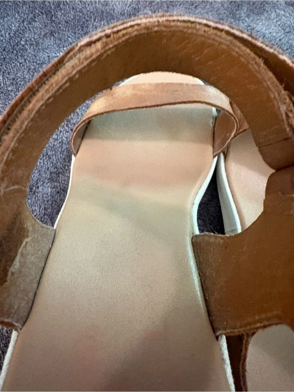 Sorel Cameron White Platform Tan Leather Multi Strap Wedge Sandals sz 8.5